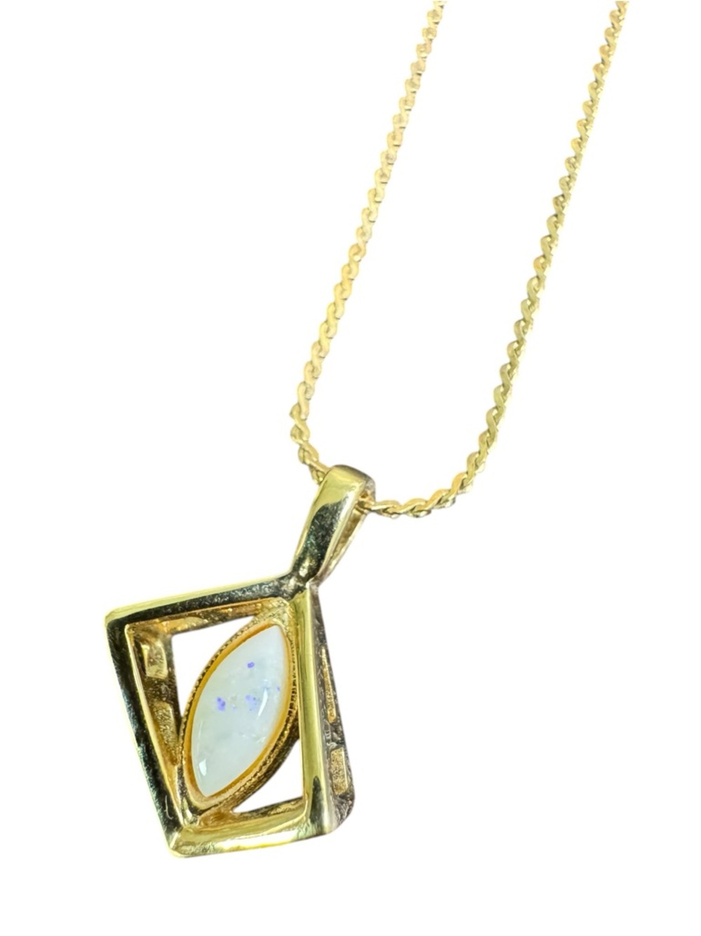 Gold Tone Faux Opal Marquise Pendant Necklace - Womens Jewelry